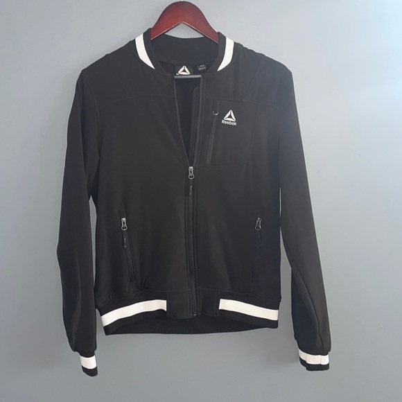 Reebok Black & White Zippered Athletic Bomber Jacket - Picture 9 of 9
